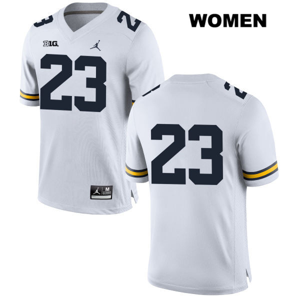 Women's NCAA Michigan Wolverines Jared Davis #23 No Name White Jordan Brand Authentic Stitched Football College Jersey EV25W47QP